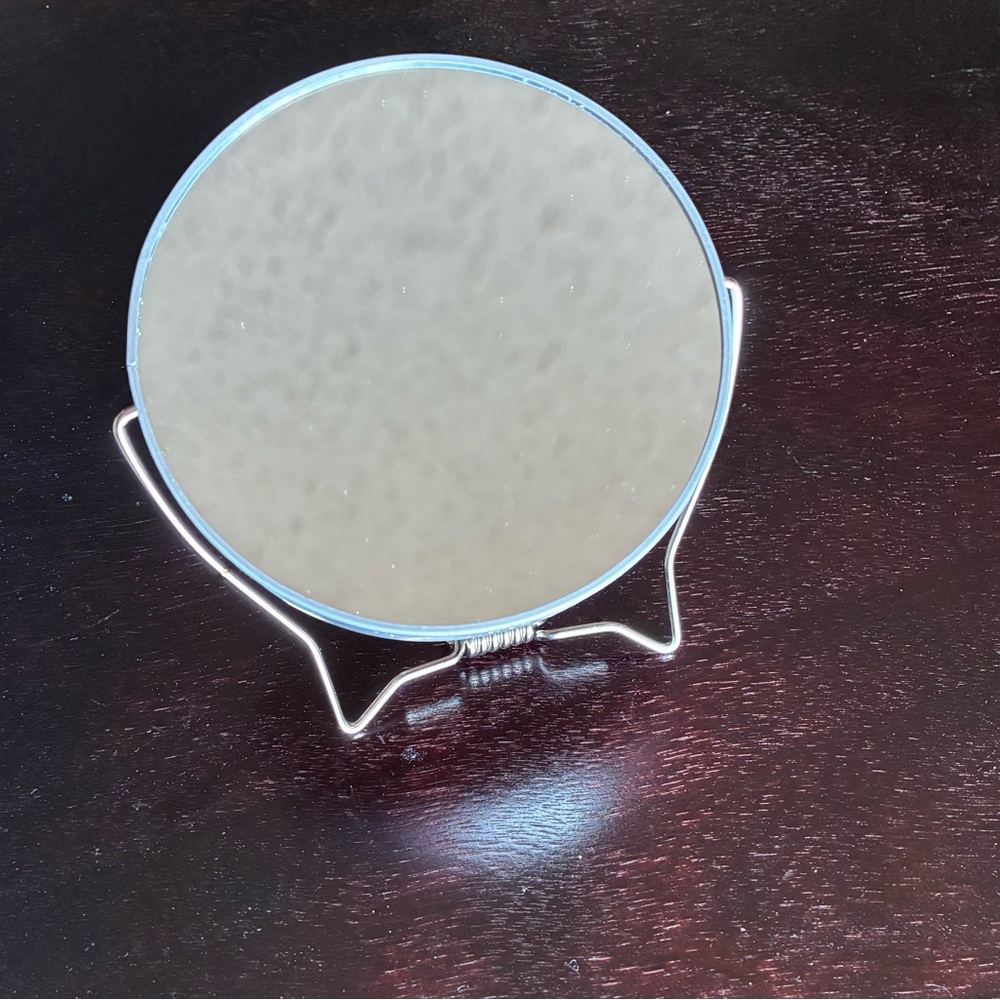 Round Silver Tabletop Mirror